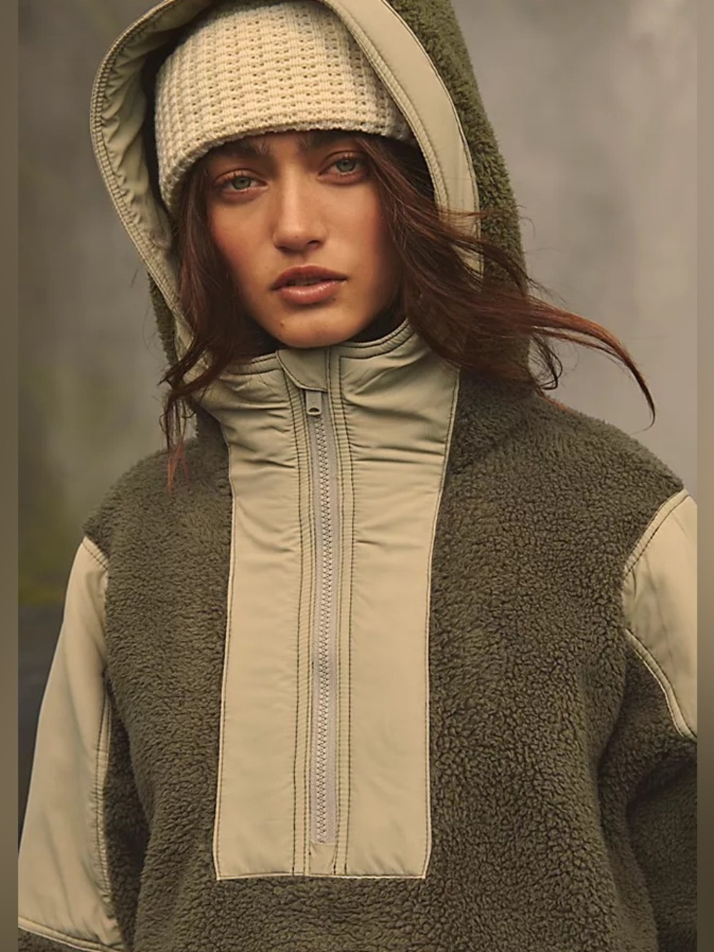 FP Movement by Free People Olive and Khaki Teddy Pullover Hoodie